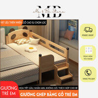 Giường Gỗ 1m5 x 60cm , Giường Gỗ Ghép Cho Bé Có Thanh Chắn An Toàn , Tặng Kèm Đệm , Có Thể Đặt Theo Kích Thước Yêu Cầu