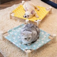 Giường gỗ cho thú cưng kèm vải thoáng khí nhiều màu sắc – Võng cho chó mèo dễ dàng tháo lắp và làm sạch
