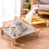 Giường gỗ cho thú cưng kèm vải thoáng khí nhiều màu sắc – Võng cho chó mèo dễ dàng tháo lắp và làm sạch
