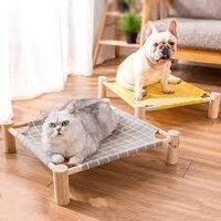 Giường gỗ cho thú cưng, Võng cho chó mèo họa tiết xinh xắn (51x48x13cm)