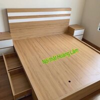 Giường gỗ công nghiệp có hai ngăn kéo