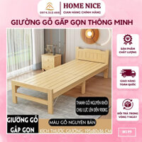 Giường Gỗ Gấp Gọn 80cm - 100cm, Giường Gỗ Gấp Thông Minh, Giường Gỗ Sang Trọng HOMENICE M199