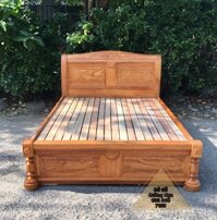 Giường Gỗ Gõ Đỏ Mẫu Quạt X Cong  - Vạt Thưa