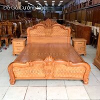 Giường Gỗ Gõ Đỏ  Phản Liền Mẫu Hoa Hồng