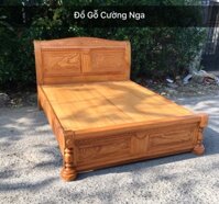 Giường gỗ gõ đỏ vạt phản - quạt x cong