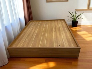 Giường gỗ rộng 1m4 liền kệ đầu giường GCN20