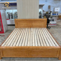 Giường Gỗ Sồi 1M8 Đầu Giường Hoa Văn Tinh Tế (2 Mẫu)