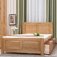 Giường gỗ sồi 1m8 hai ngăn kéo | Giường ngủ gỗ đẹp