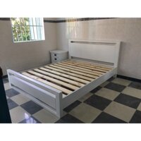 Giường gỗ Sồi Mỹ kiểu Pari màu trắng có đủ size R1m2 - R1m8