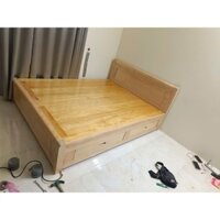 Giường Gỗ Sồi Nga 1m2 x 1m9 Dát Phản – 2 Ngăn Kéo – Bền Đẹp, Chắc Chắn