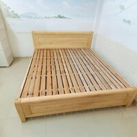 Giường Gỗ Sồi Nga 1m6 x 2m Dát Nan Không Ngăn Kéo – Bền Đẹp, Chắc Chắn, 3 Màu Lựa Chọn