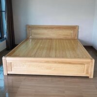 Giường Gỗ Sồi Nga 2m2 x 2m Dát Phản – Không Ngăn Kéo