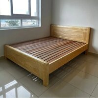 Giường Gỗ Sồi Nga 2m2 x 2m Dát Nan – Không Ngăn Kéo