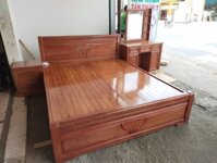 GIƯỜNG GỖ XOAN ĐÀO DÁT PHẢN 1M6 x 2M