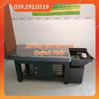 Giường gội đầu dưỡng sinh 2in1 bồn nhựa tai thỏ chân gỗ màu đen có hộc tủ