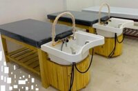 Giường gội đầu dưỡng sinh 2in1 - M22TH - Bồn sứ - Bục gỗ - Vòng tuần hoàn