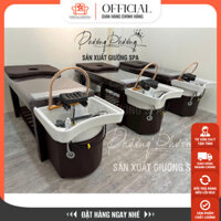 Giường Gội Đầu Dưỡng Sinh 2IN1 Cao Cấp, Chất Liệu Chân Gỗ Bồn Sứ Chắc Chắn, Độ Đàn Hồi Cao, Công Nghệ Hiện Đại