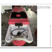 Giường gội đầu dưỡng sinh bồn nhựa tai thỏ chân gỗ, nệm màu hồng