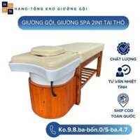 Giường Gội Đầu, Giường Spa 2in1 Cao Cấp - Khung Gỗ, Bồn Tai Thỏ, Vòm Nước Tuần Hoàn