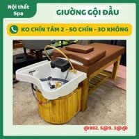 Giường gội đầu massage bồn tai thỏ, Giường 2in1 gội đầu dưỡng sinh gia công khung gỗ, sắt chắc chắn
