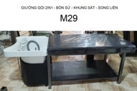 Giường gội đầu SẮT 2in1 - M29 - Bồn Sứ trắng - Song liền