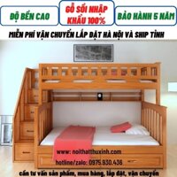 Giường hai tầng, giường tầng trẻ em người lớn gỗ sồi nhập khẩu có nhiều màu sắc lựa chọn