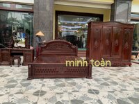 giường hoa lá tây gỗ gụ kt 1m8 x 2m hàng dày kỹ