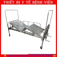 Giường inox 2 tay quay, có bô vệ sinh, có thành giường, cọc màn - HÀNG HÃNG