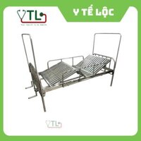Giường  inox 2 tay quay có nệm , ko bô,có thanh chắn, ko bánh xe (D2000xN900xC550)