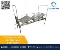 Giường Inox 2 tay quay + Đệm + Bánh xe + Bô (D1900xR900xC540mm)
