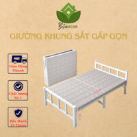 Giường khung sắt gấp gọn tiện ích-Giường ngủ văn phòng có đệm-Giường xếp đa năng, khung thép sơn tĩnh điện chống gỉ.