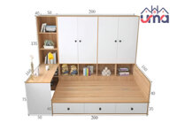 Giường Liền Tủ Có Bàn Tiện Nghi GLT004