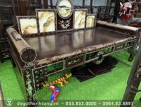 Giường lười khảm ốc gỗ gụ (Chú Hiếu, Quảng Ninh)
