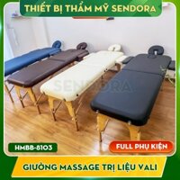 Giường Massage Trị Liệu Gấp Gọn nhập khẩu, giường vali phun xăm chân gỗ cao cấp HMBB-8103-60