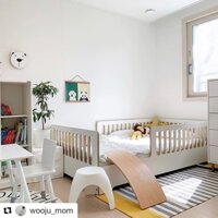 Giường Montessori gỗ trẻ em, giường gỗ trẻ em phong cách Korea gỗ plywood tiêu chuẩn xuất khẩu. Tặng hai thanh chắn