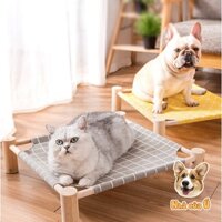 Giường Nệm Chó Mèo - Giường Gỗ Vải Canvas Cho Thú Cưng Cao 13cm
