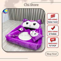 Giường Nệm Thú Bông Có Thành Bao Kích Thước 1m6-1m1 Mẫu Kuromi Tím Vỏ Có Khóa Kéo Đệm Caosu Nhân Tạo Êm Đàn Hồi