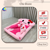 Giường Nệm Thú Bông Có Thành Kích Thước 1m6-1m1 Mẫu Kitty Tai Dài Hồng Nhạt Vỏ Có Khóa Kéo Đệm Caosu Nhân Tạo Đàn Hồi