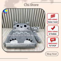 Giường Nệm Thú Bông Có Thành Bao Kích Thước 1m6-1m1 Mẫu Totoro Xám Nhạt Vỏ Có Khóa Kéo Đệm Caosu Nhân Tạo Êm Đàn Hồi
