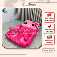 Giường Nệm Thú Bông Có Thành Bao Kích Thước 1m6-1m1 Mẫu Kitty Hồng Đậm Vỏ Có Khóa Kéo Đệm Caosu Nhân Tạo Êm Đàn Hồi