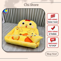 Giường Nệm Thú Bông Có Thành Bao Kích Thước 1m6-1m1 Mẫu Gà Vàng Vỏ Có Khóa Kéo Đệm Caosu Nhân Tạo Êm Đàn Hồi
