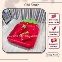 Giường Nệm Thú Bông Có Thành Bao Kích Thước 1m6-1m1 Mẫu Dâu Tây Đỏ Vỏ Có Khóa Kéo Đệm Caosu Nhân Tạo Êm Đàn Hồi