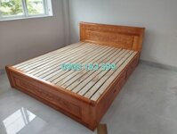 GIƯỜNG NGĂN KÉO GỖ SỒI  1M6 X 2M