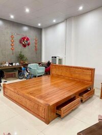 Giường Ngăn Kéo Gỗ Sồi Màu GN95