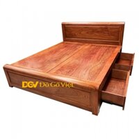 Giường Ngủ 2 Ngăn Kéo Gỗ Tự Nhiên Vân Hương Đá Đẹp - Giường gỗ 1M6