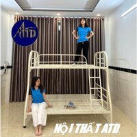 Giường ngủ 2 tầng cho bé trai và bé gái đẹp có sơn màu, giường tầng sắt cao cấp cho ký túc xá