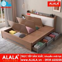 Giường ngủ ALALA14 gỗ HMR chống nước - www.ALALA.vn - Za.lo 0939.622220 - 1m8x2m - Vân gỗALALA