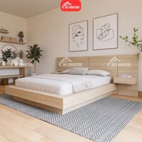 Giường ngủ bay kiểu nhật DK Furniture kèm tab đầu giường gỗ công nghiệp DKF-0020
