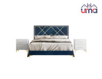 Giường Ngủ Bọc Da Lộn Có Tủ Đầu Giường GN030