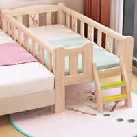Giường ngủ cho bé , giường trẻ em ghép với giường bố mẹ gỗ thông, size 1507040, có thanh chắn giường cho bé - 4MT - Có đệm giường